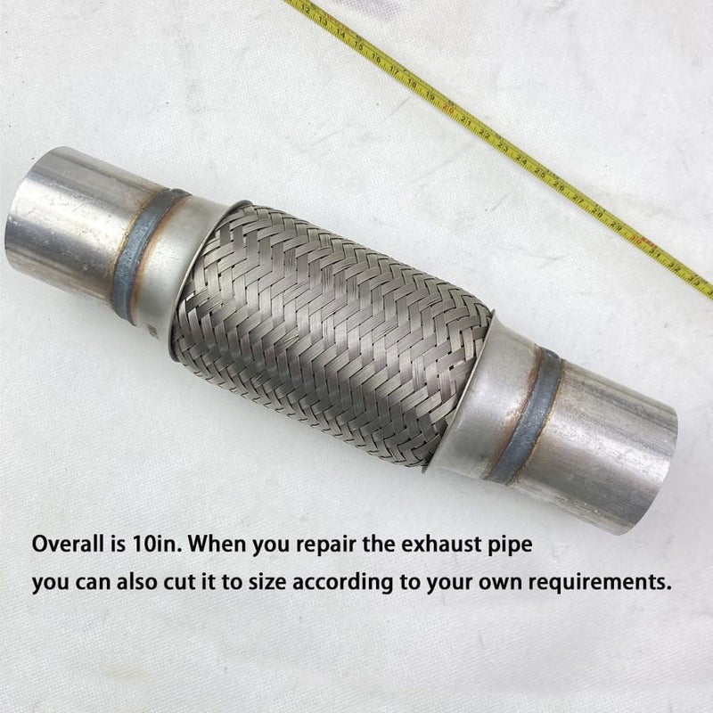 RCCT 2 1/4 Inch Flex Pipe Exhaust 57mm Flex Exhaust Flexible Pipe Repair Tube Connector/Universal Flex Pipe Coupler With Extension/Inner Braid 10Inch Length(2.25(2 1/4)) - Image 5